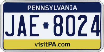 PA license plate JAE8024