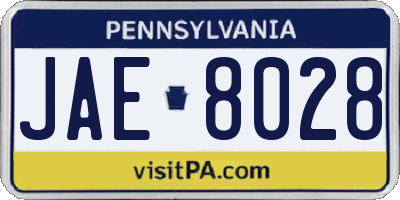 PA license plate JAE8028