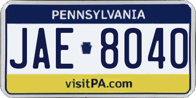 PA license plate JAE8040