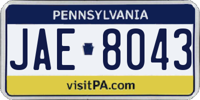 PA license plate JAE8043