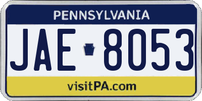 PA license plate JAE8053