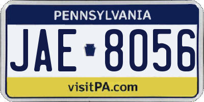 PA license plate JAE8056
