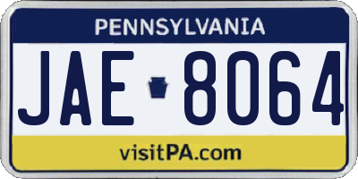 PA license plate JAE8064