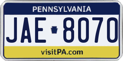 PA license plate JAE8070