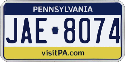 PA license plate JAE8074