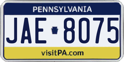 PA license plate JAE8075