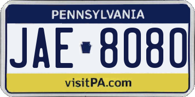 PA license plate JAE8080