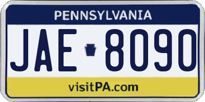 PA license plate JAE8090