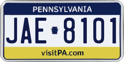 PA license plate JAE8101