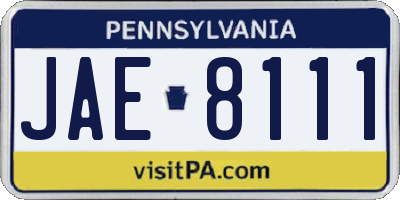 PA license plate JAE8111