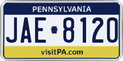 PA license plate JAE8120