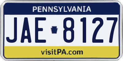 PA license plate JAE8127