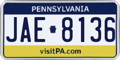 PA license plate JAE8136