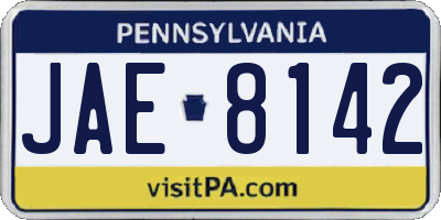 PA license plate JAE8142