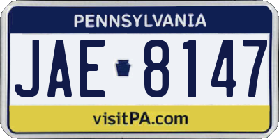 PA license plate JAE8147