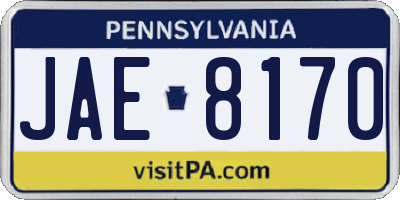 PA license plate JAE8170