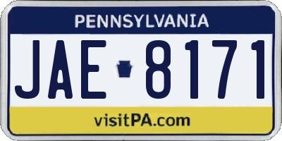 PA license plate JAE8171