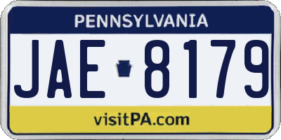 PA license plate JAE8179