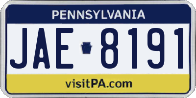 PA license plate JAE8191