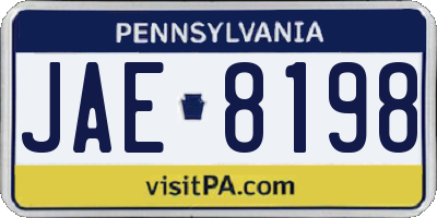 PA license plate JAE8198