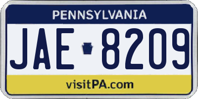 PA license plate JAE8209