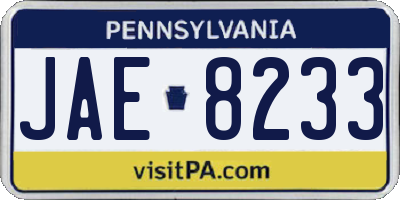 PA license plate JAE8233
