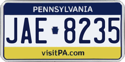 PA license plate JAE8235