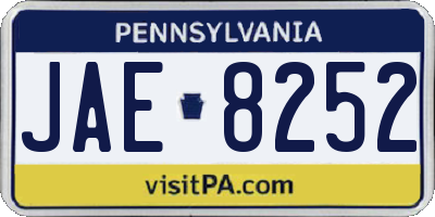 PA license plate JAE8252
