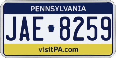 PA license plate JAE8259