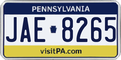 PA license plate JAE8265