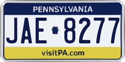 PA license plate JAE8277