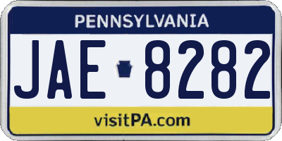 PA license plate JAE8282