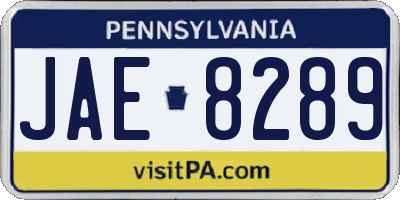 PA license plate JAE8289