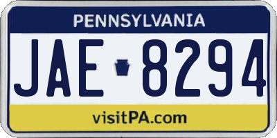 PA license plate JAE8294