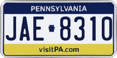 PA license plate JAE8310