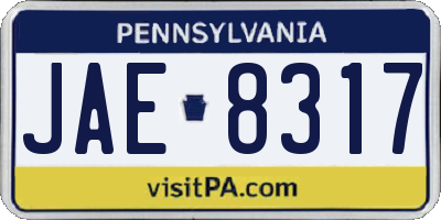 PA license plate JAE8317