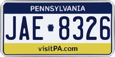 PA license plate JAE8326