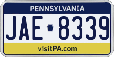 PA license plate JAE8339