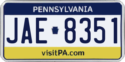 PA license plate JAE8351