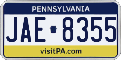 PA license plate JAE8355