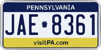 PA license plate JAE8361