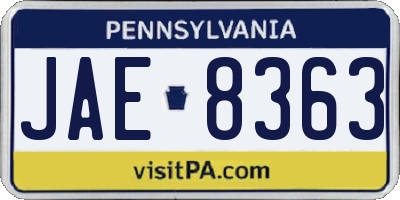 PA license plate JAE8363