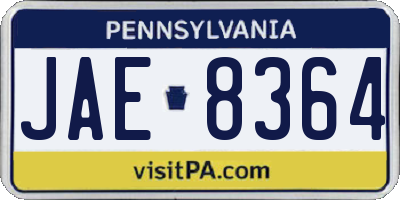 PA license plate JAE8364