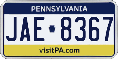 PA license plate JAE8367