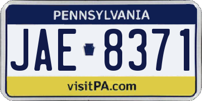 PA license plate JAE8371