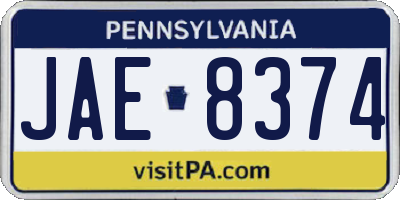 PA license plate JAE8374