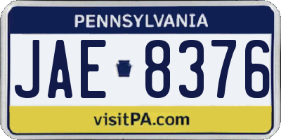 PA license plate JAE8376