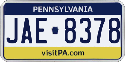 PA license plate JAE8378