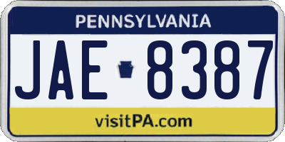 PA license plate JAE8387