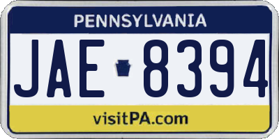 PA license plate JAE8394